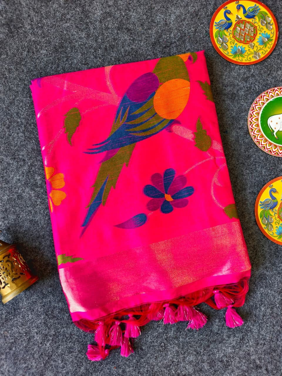Soft linen paithani saree
