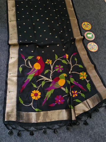 Soft linen paithani saree
