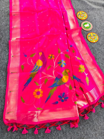 Soft linen paithani saree