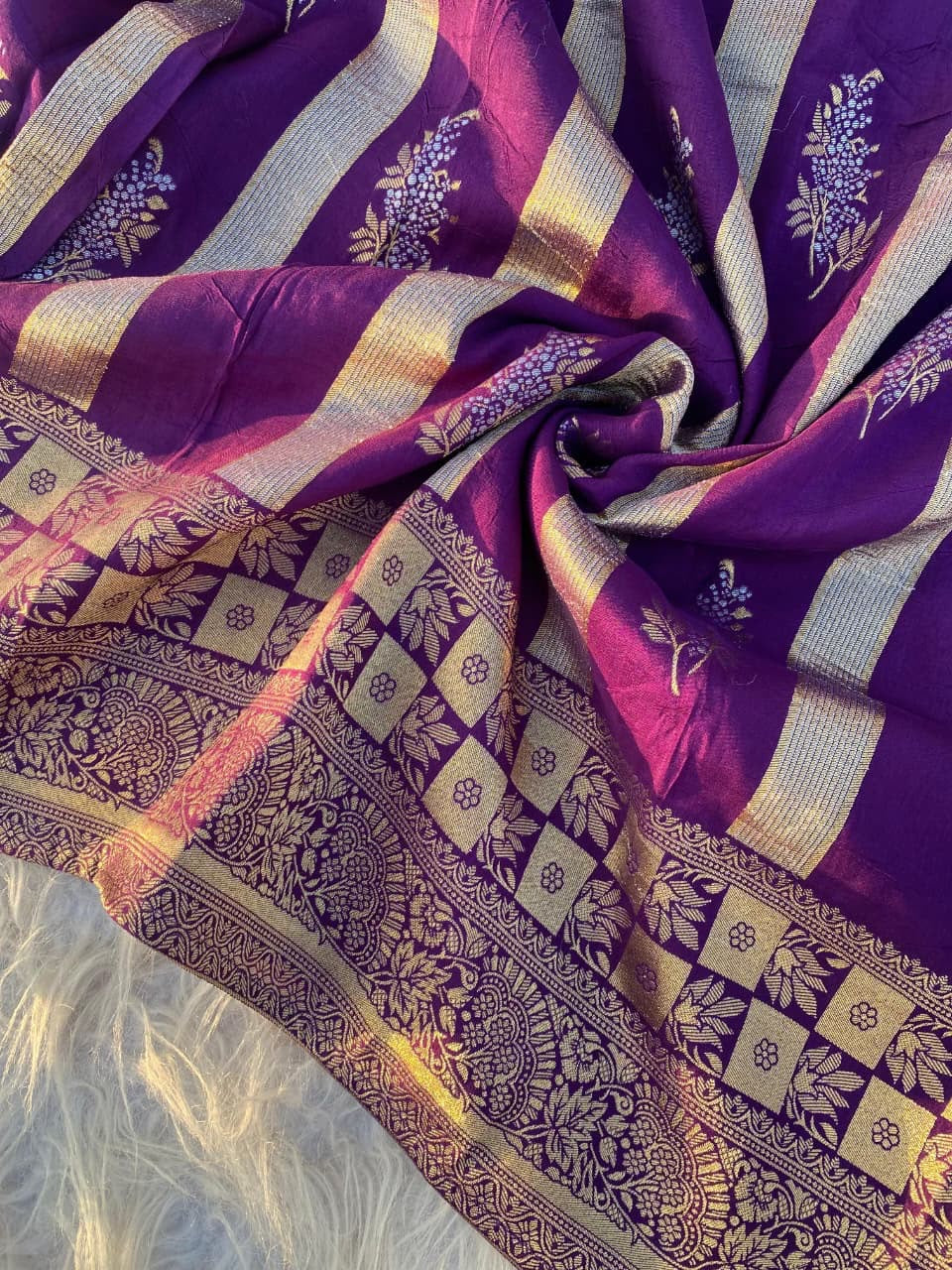 Soft mushroo silk saree