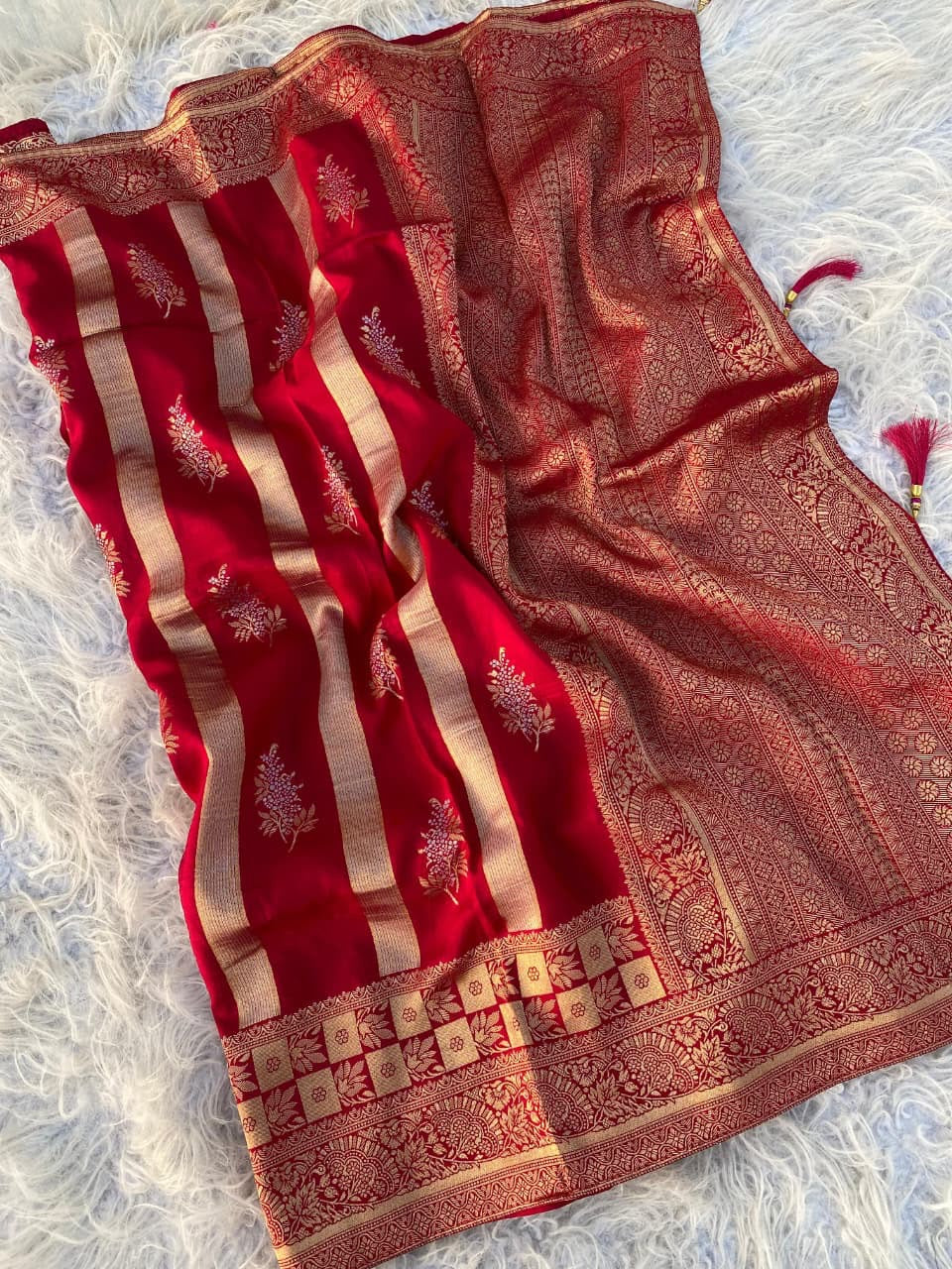 Soft mushroo silk saree