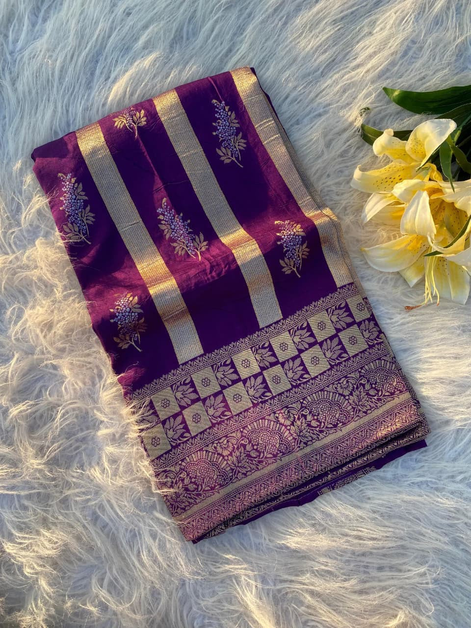 Soft mushroo silk saree