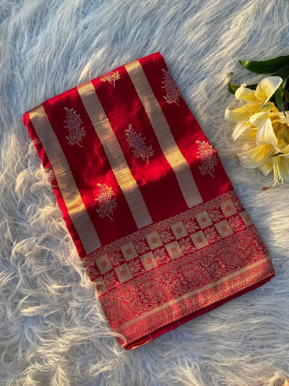 Soft mushroo silk saree