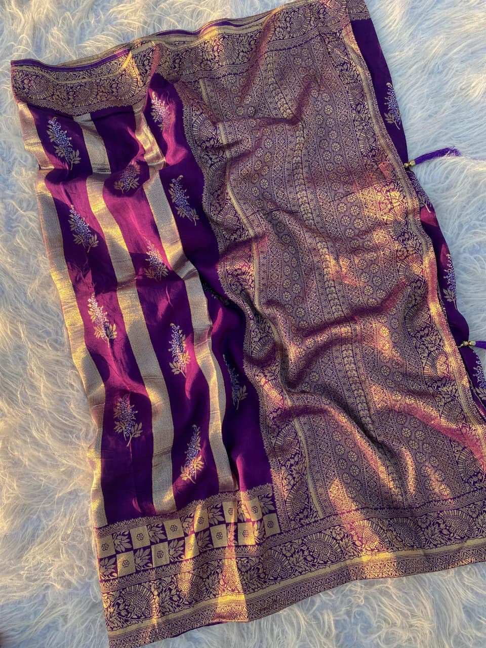 Soft mushroo silk saree