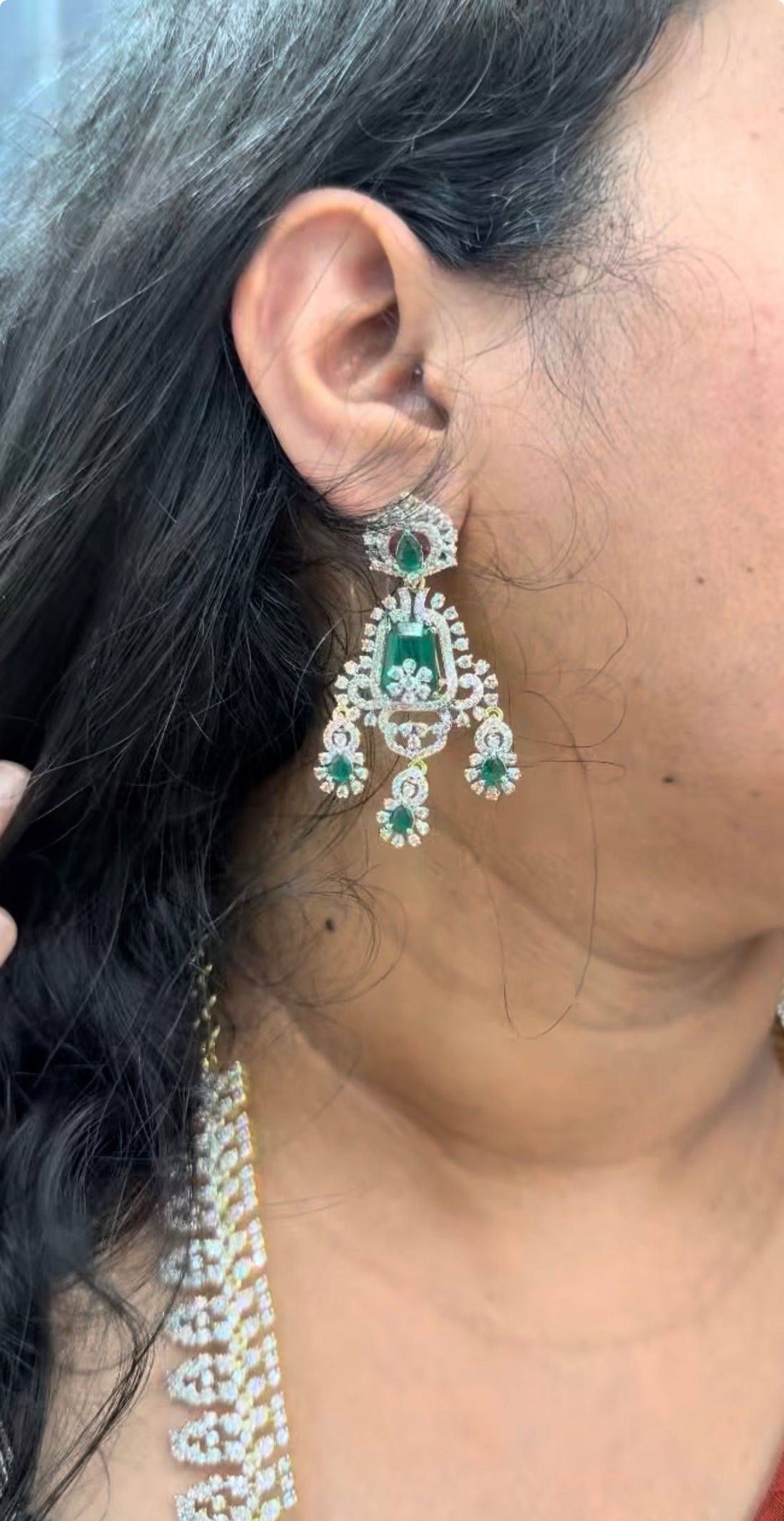 Beautiful heavy GJ polish long haram with screwback earrings