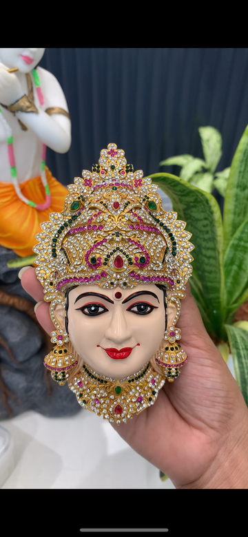 Beautiful Lakshmi Ammavari face with stones finishing 6 inchs