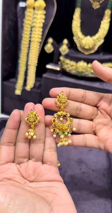 Beautiful 3 in 1 jumkis & chandbali earrings with pushback