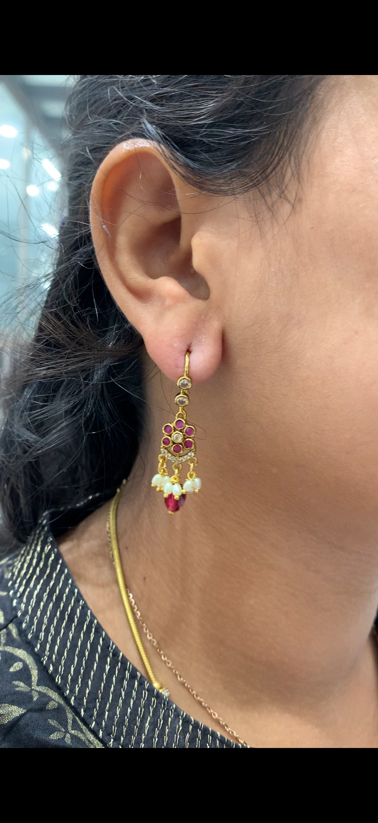 Beautiful pota stone ear hangings