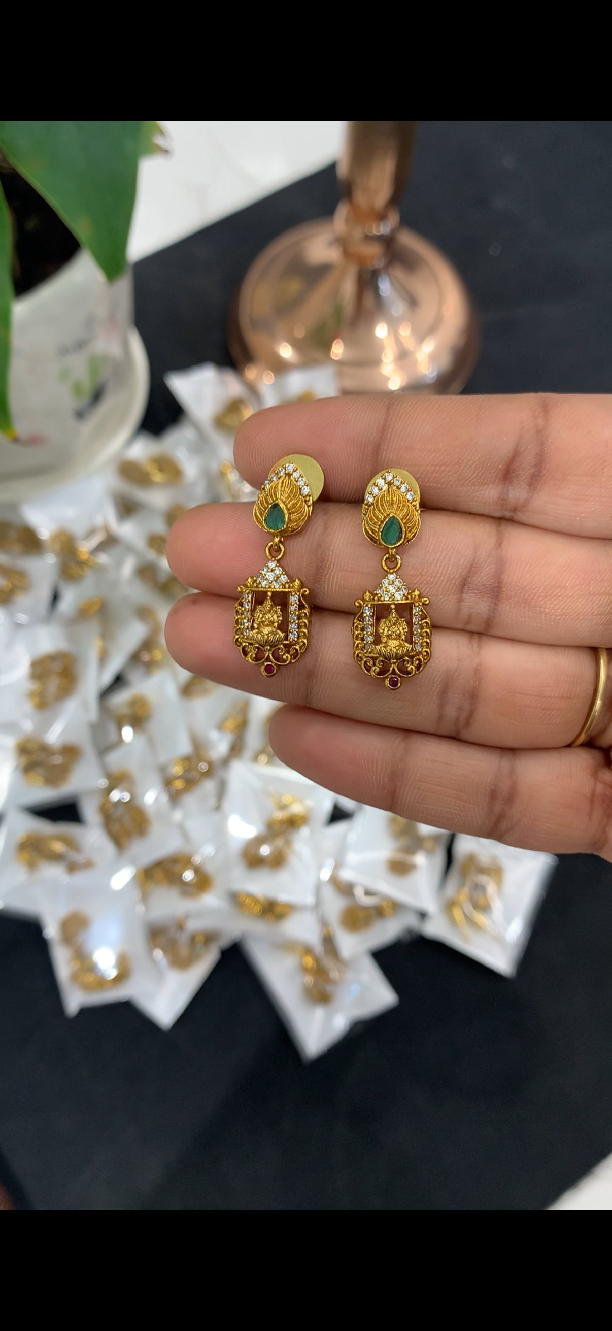 Beautiful Lakshmi devi earrings with pushback