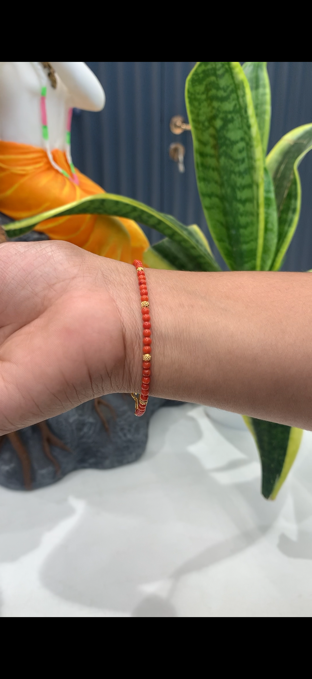 Beautiful Pagadam beads and gold balls bracelet with adjustable rings