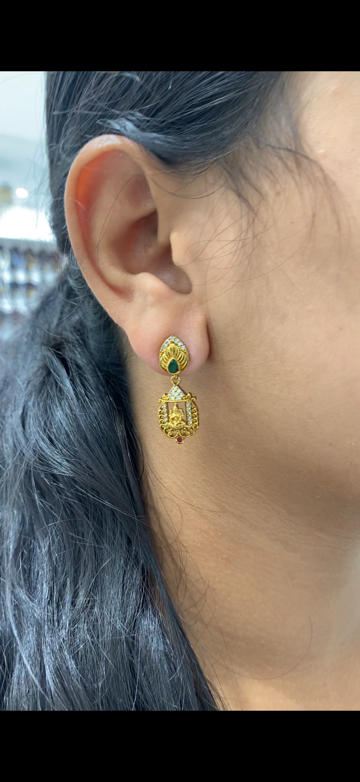 Beautiful Lakshmi devi earrings with pushback