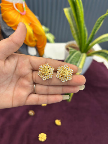 Beautiful ganesh & CZ stones studs with pushback