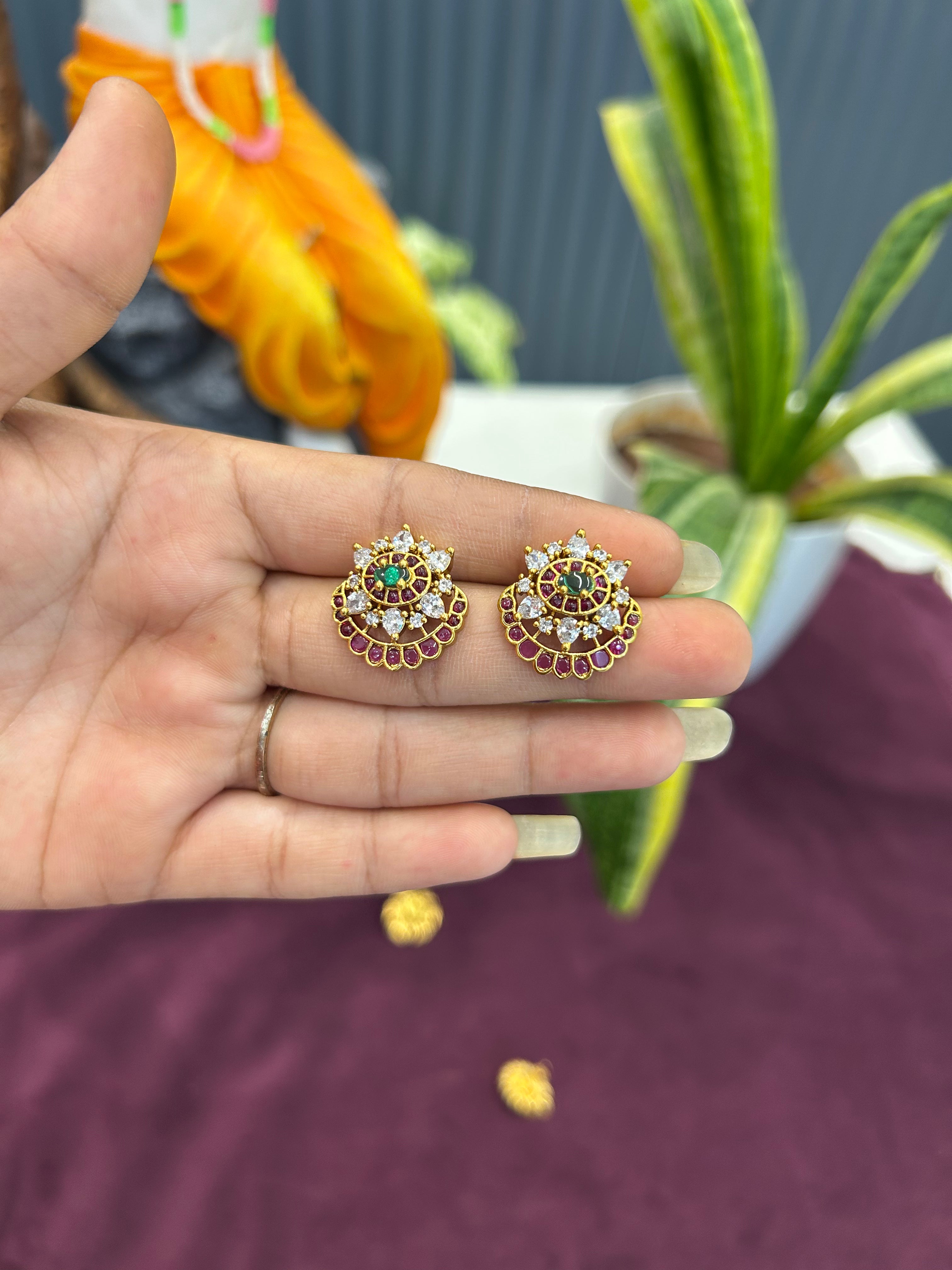Beautiful pota stone studs with pushback
