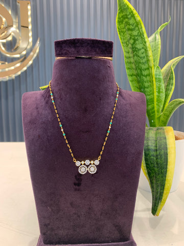 Beautiful white stone mangalsutra pendant with handmaking crystal beads chain 18 inchs long