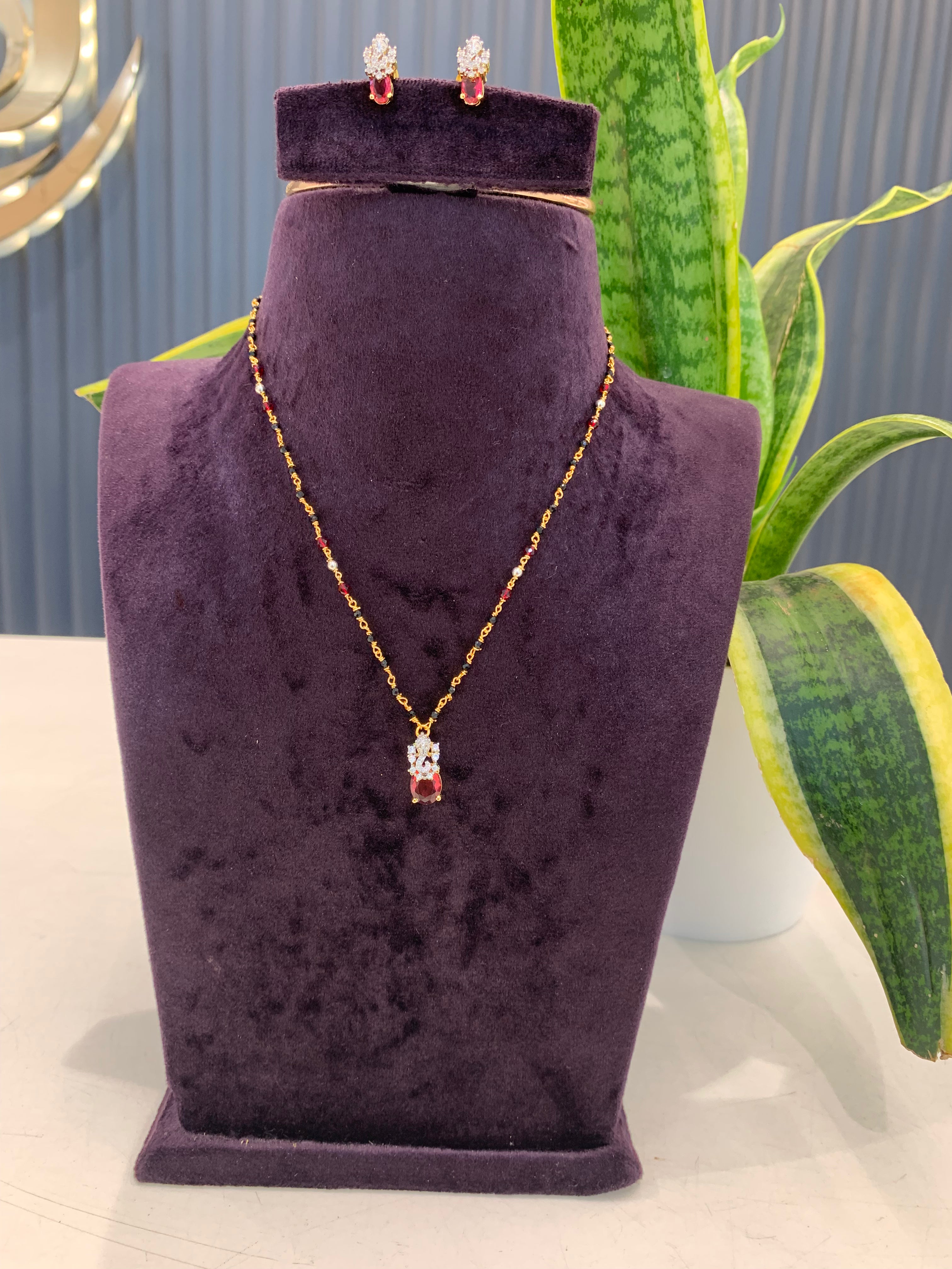 Beautiful Simple Ganesh pendant set with handmking black chain 18 inchs long