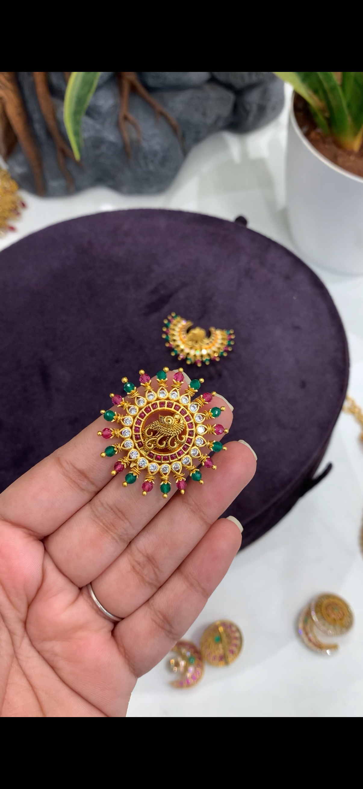 Beautiful sun and moon hair pins with multi color crystal beads