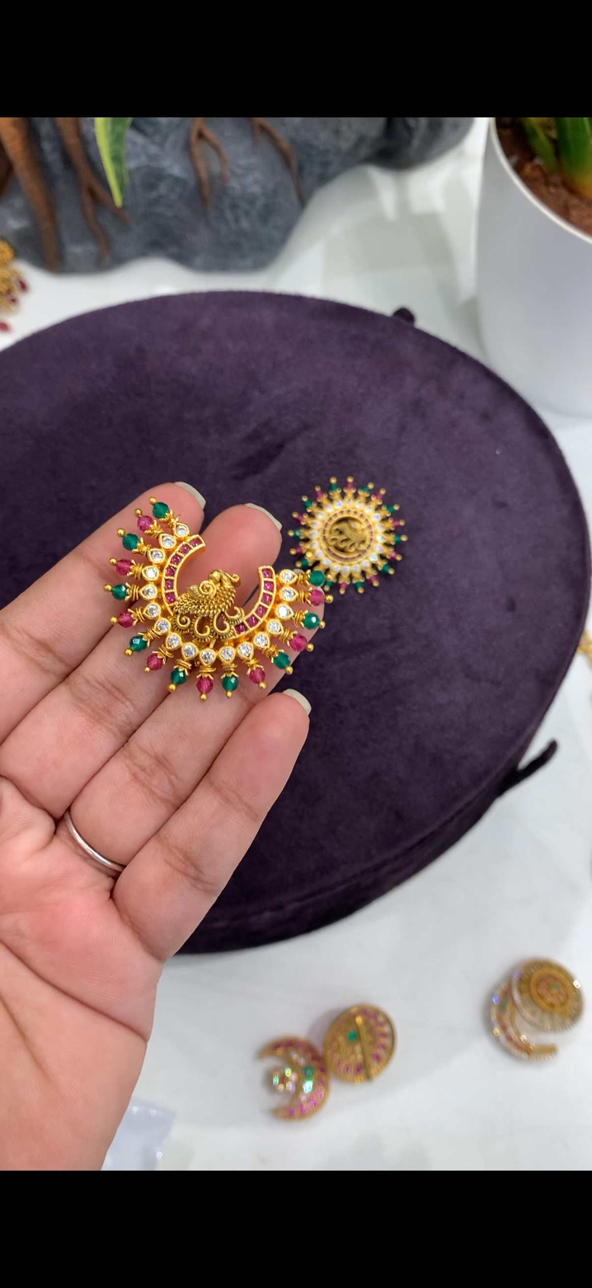 Beautiful sun and moon hair pins with multi color crystal beads