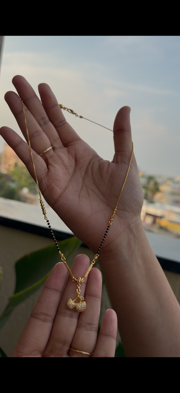 Beautiful cute pendant black beads chain with gold balls 18 inchs long