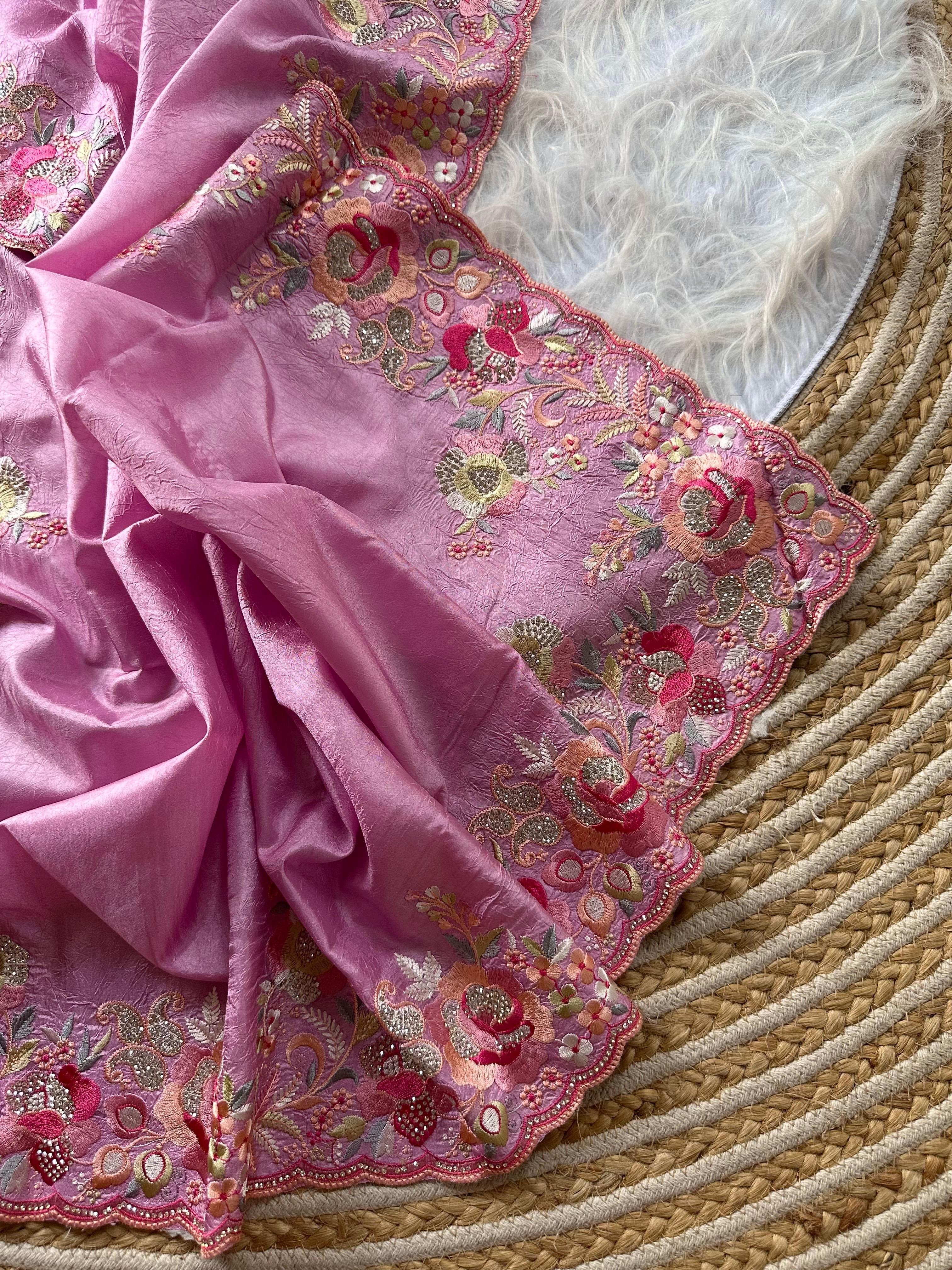 Beautiful silky crush fabric saree