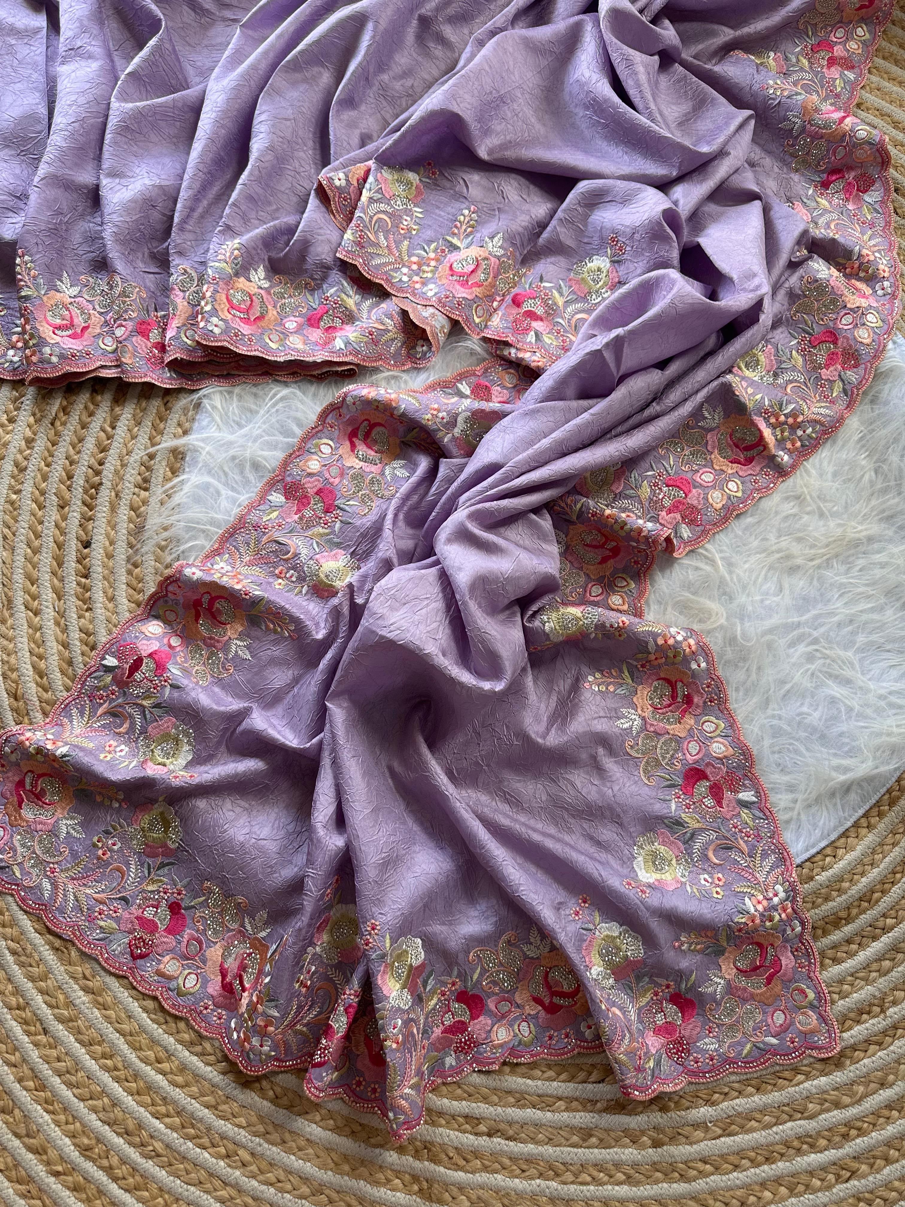 Beautiful silky crush fabric saree