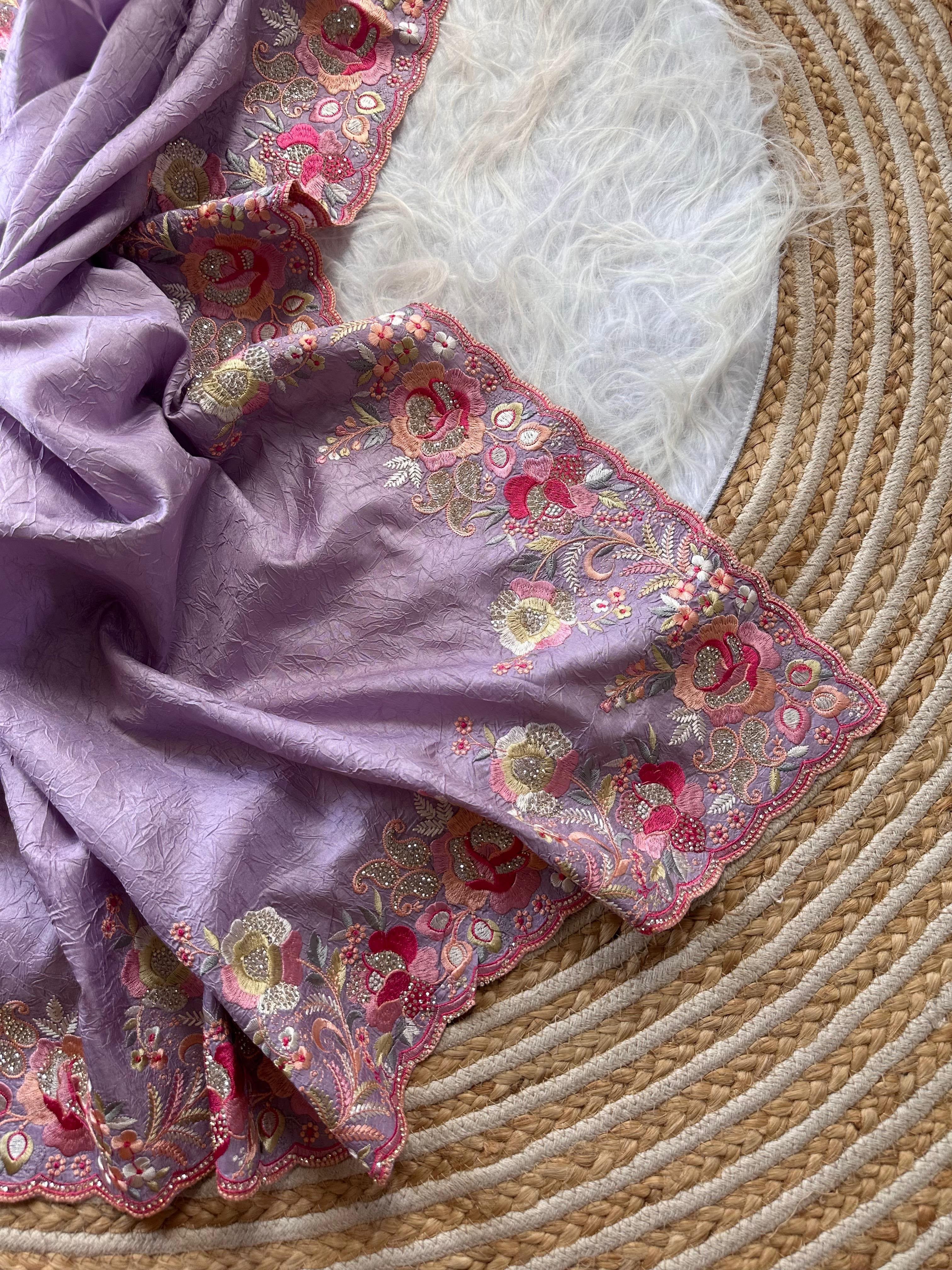 Beautiful silky crush fabric saree