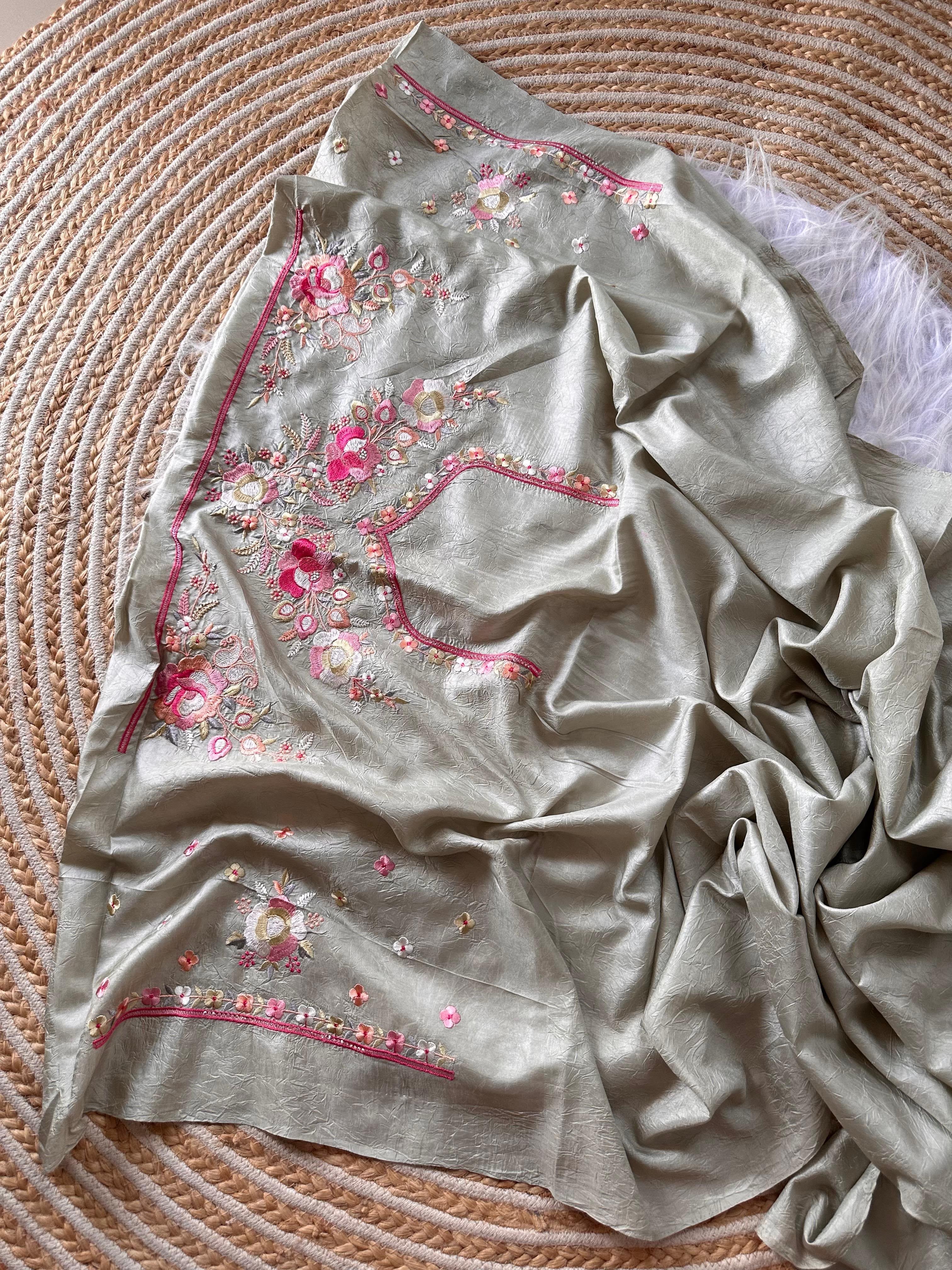 Beautiful silky crush fabric saree