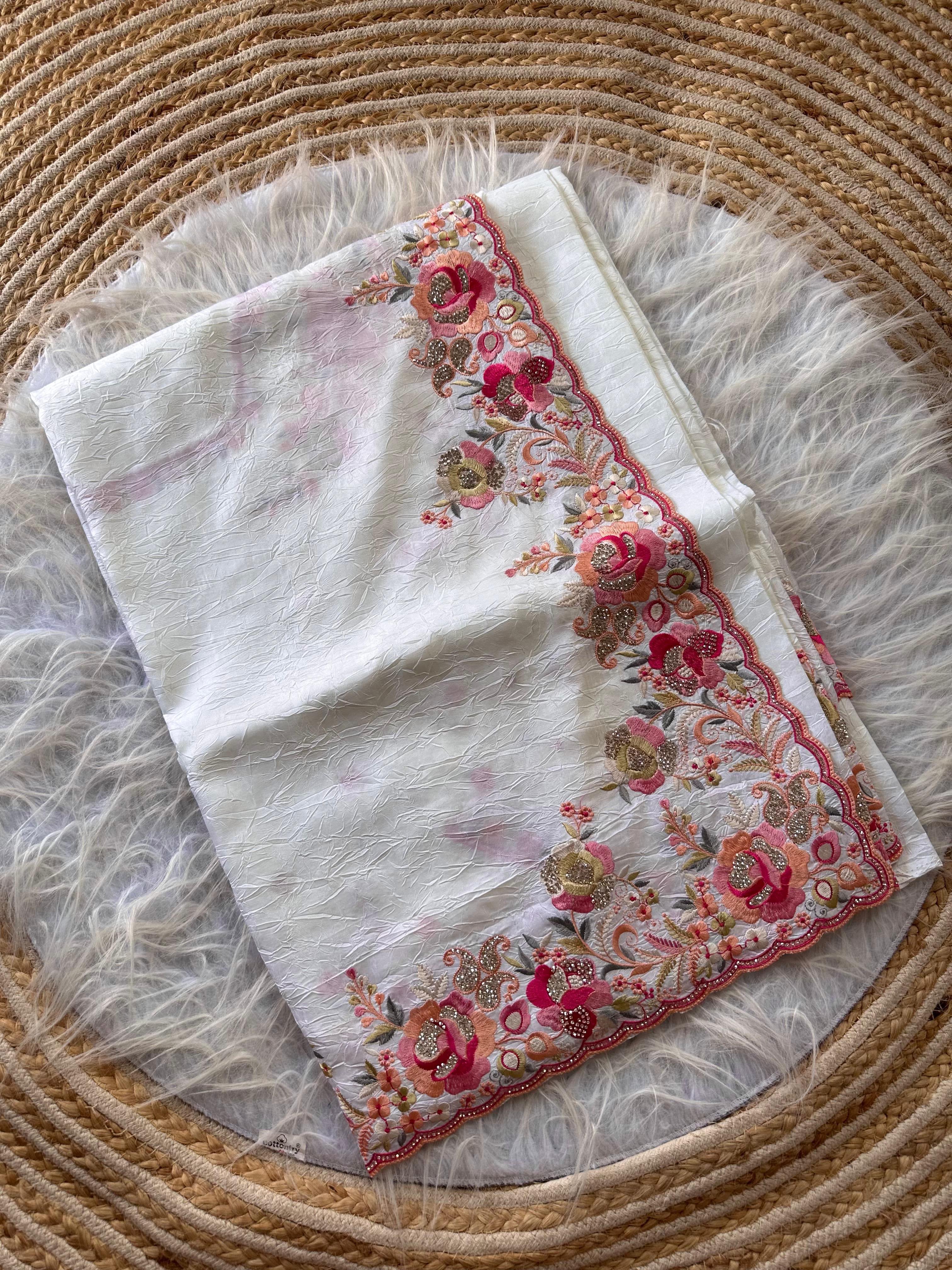Beautiful silky crush fabric saree
