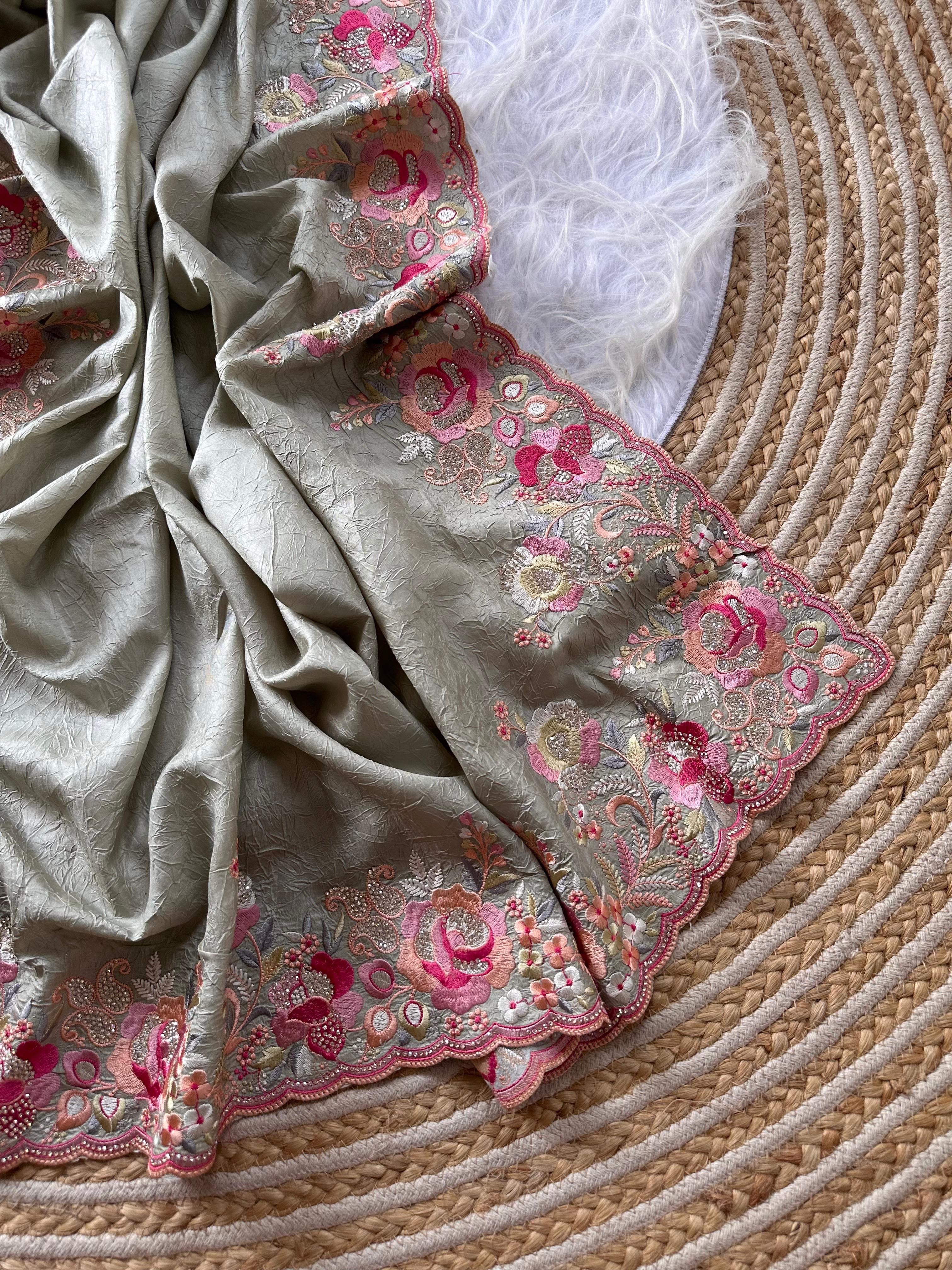 Beautiful silky crush fabric saree