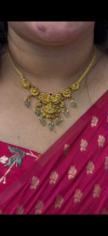Beautiful Lakshmi devi necklace set with pushback earrings