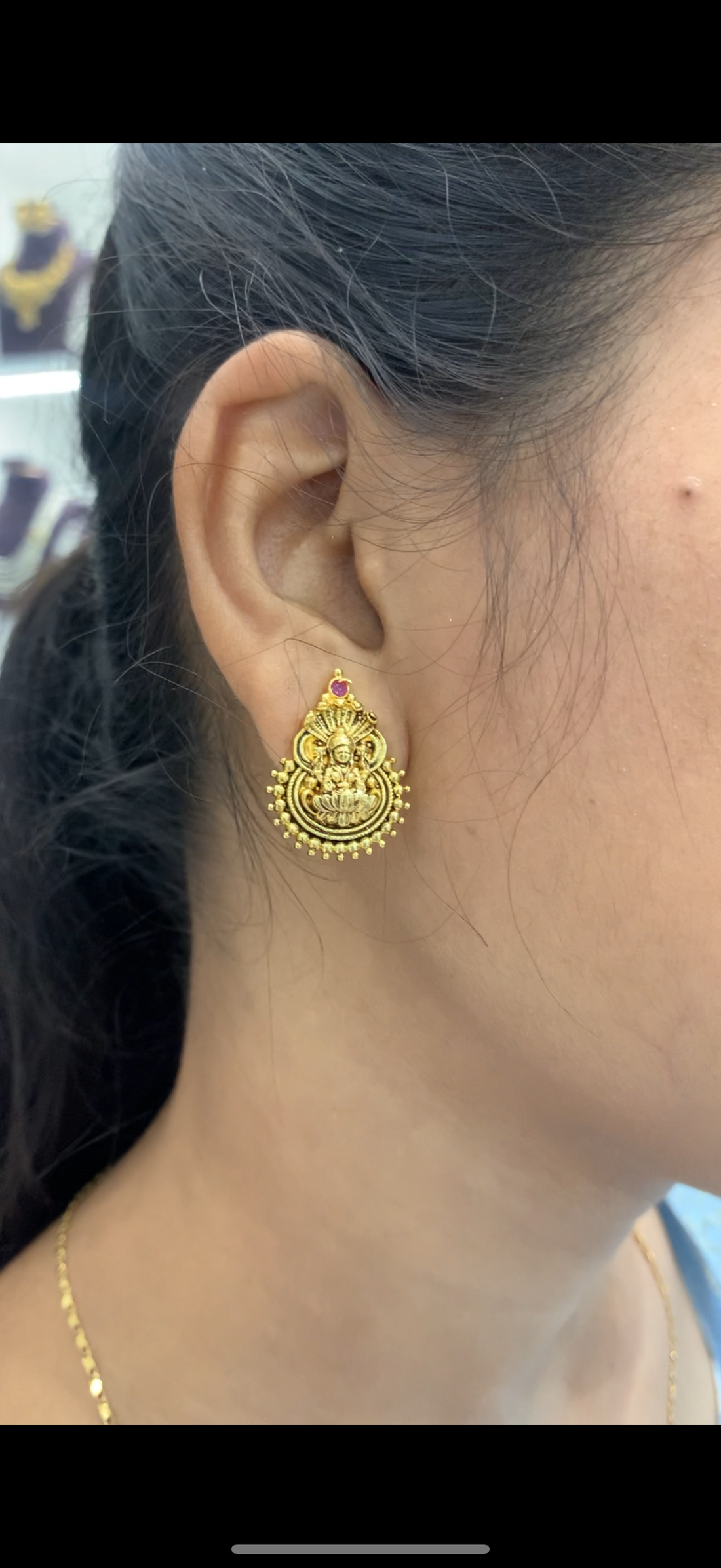 Beautiful Lakshmi devi earrings with pushback