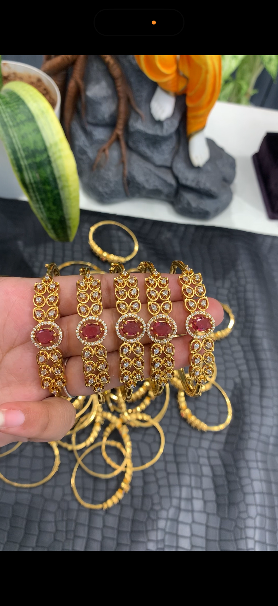 Beautiful white and ruby stone bracelet