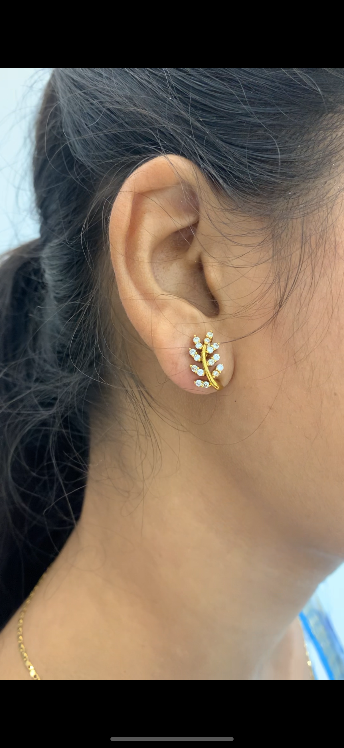 Beautiful white stone studs with pushback