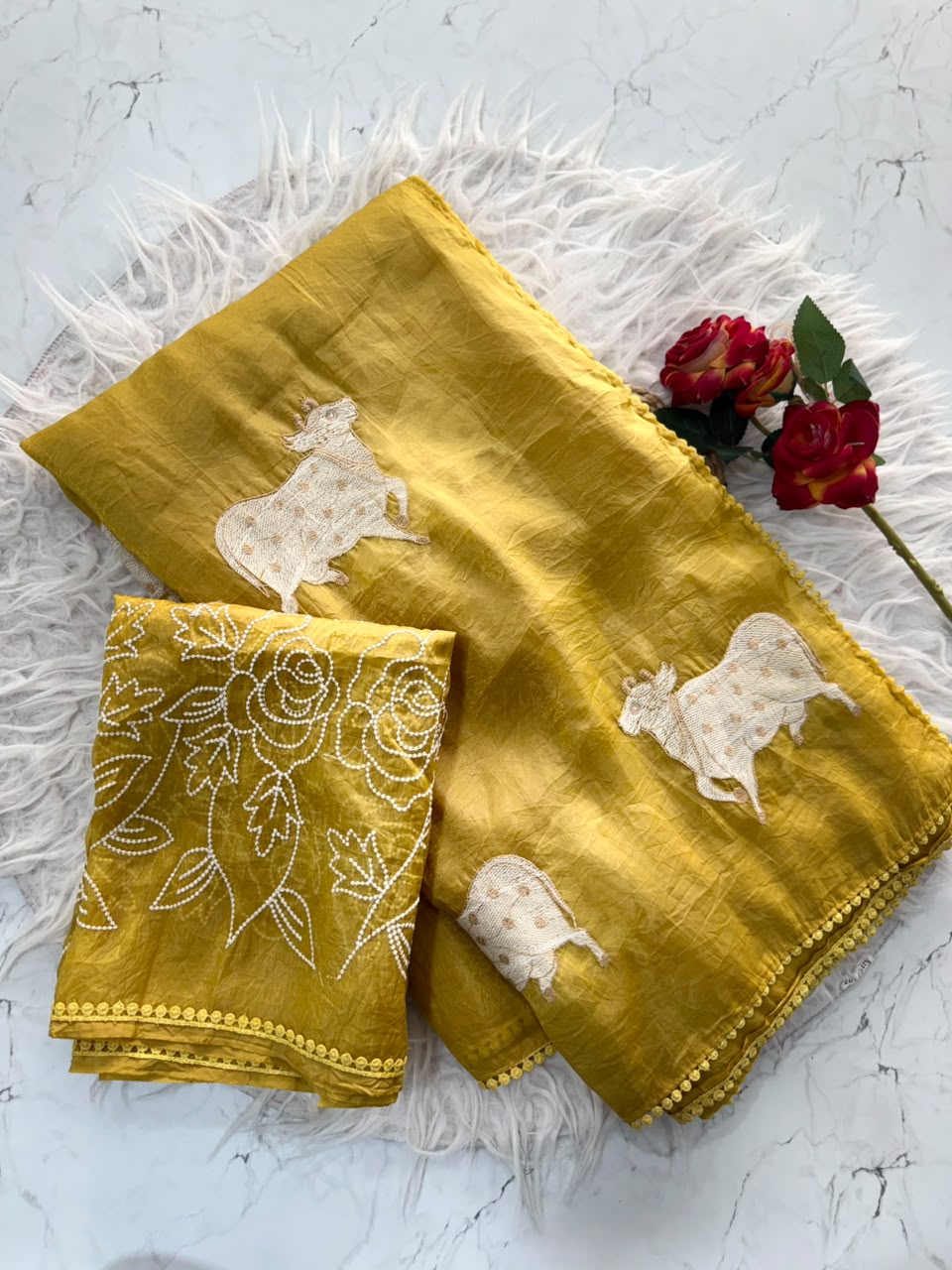 Premium gold crush saree