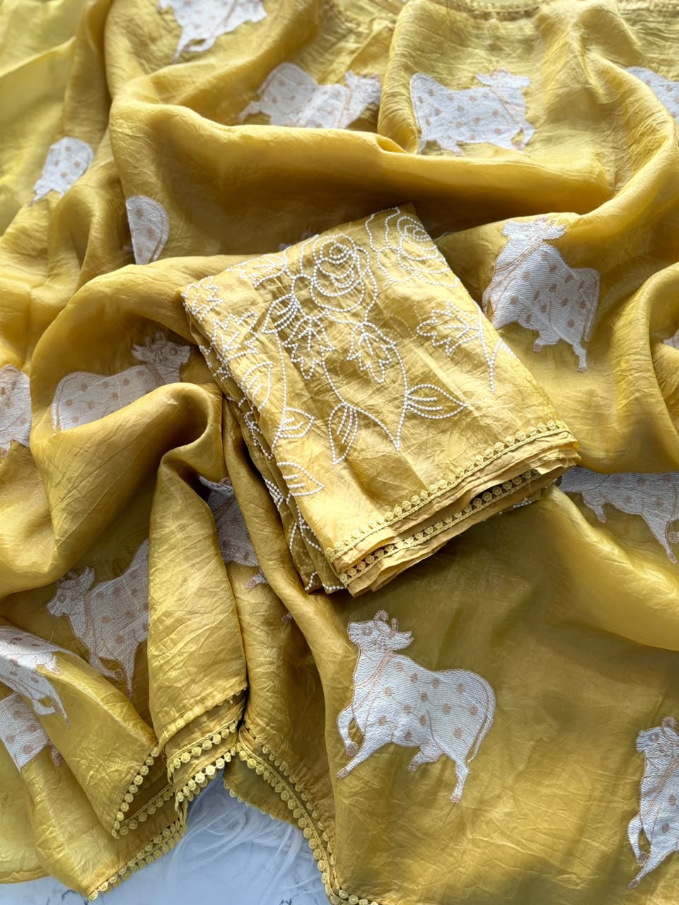 Premium gold crush saree