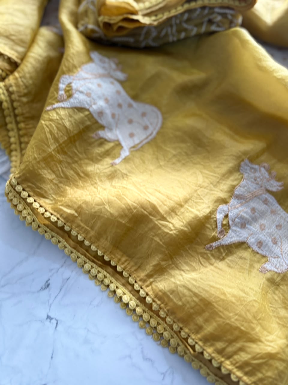 Premium gold crush saree