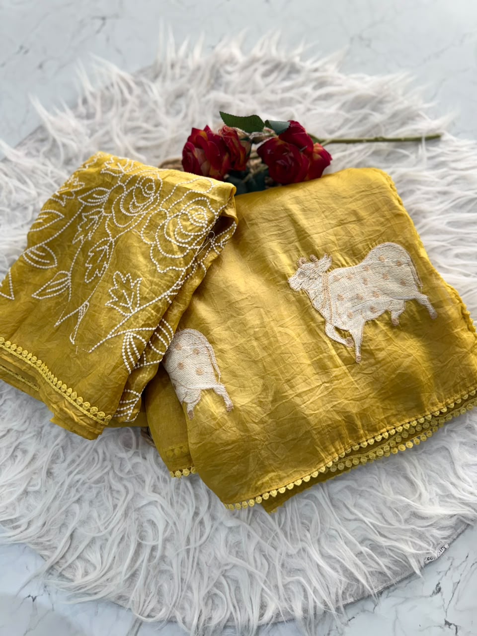 Premium gold crush saree