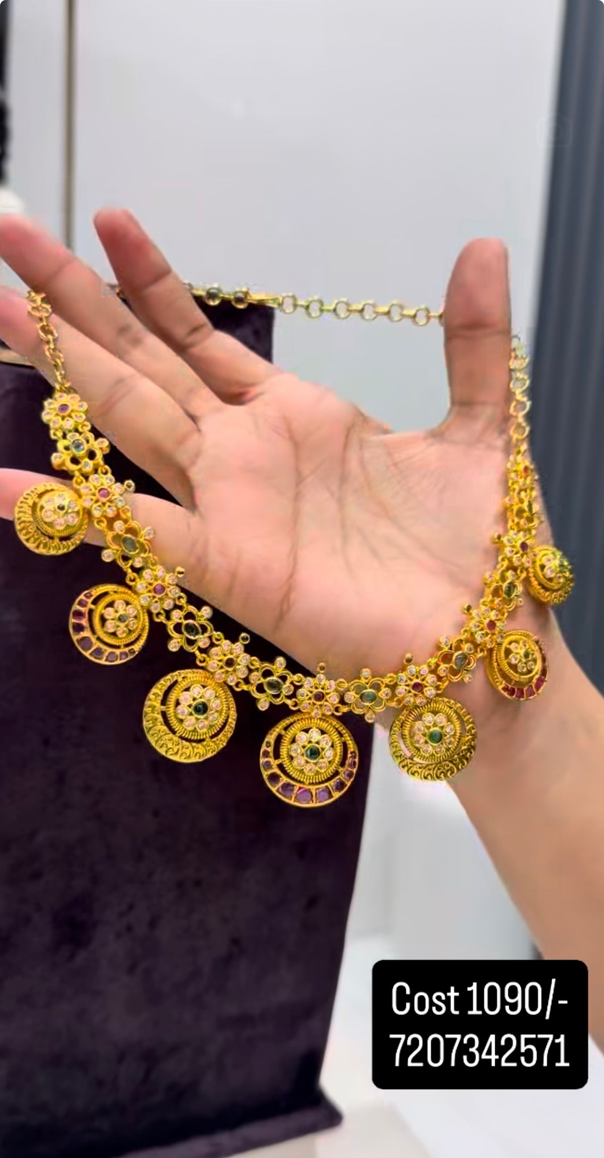 Beautiful pota stone & kasula model necklace with pushback earrings