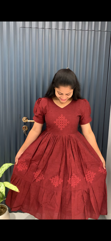 Beautiful muggu design frock