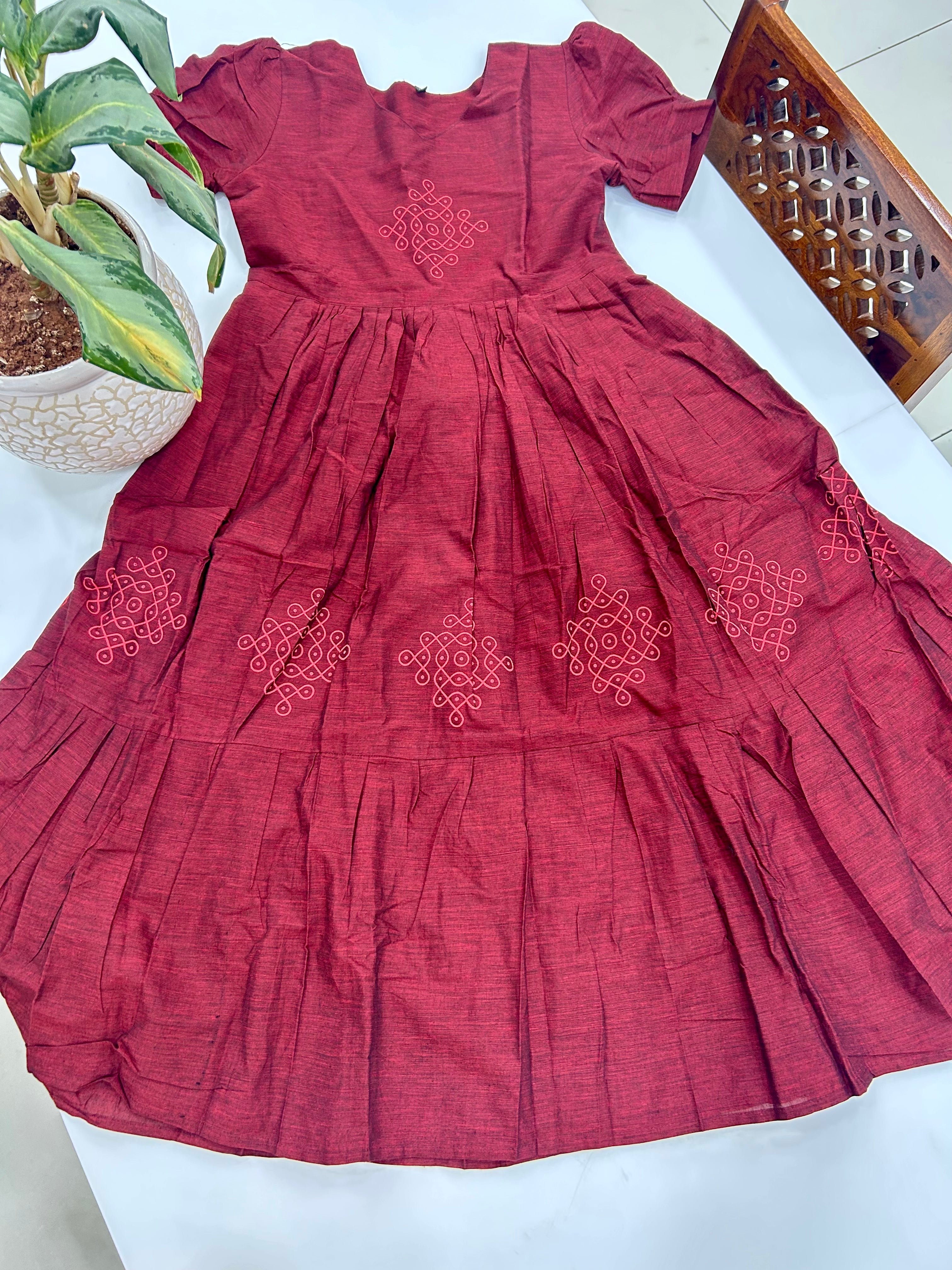 Beautiful muggu design frock