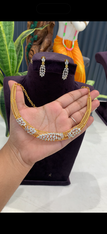 Beautiful white stones Kanti necklace with pushback earrings
