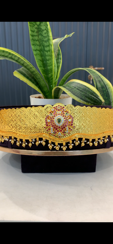 Beautiful pota stone pendant adult vaddanam with gold balls