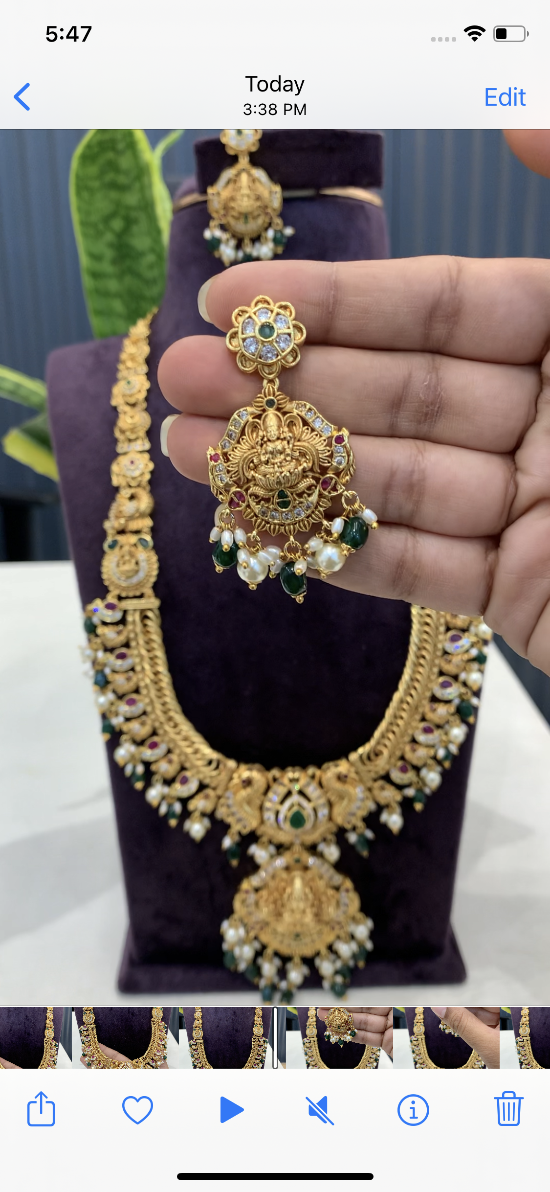 Beautiful Lakshmi devi idol jelebi haram with screw back earrings