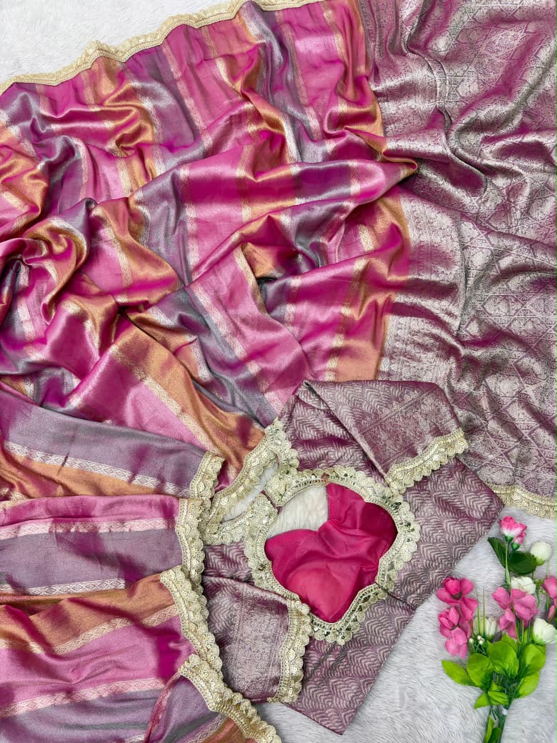 Banarasi multi tissue silk weaving saree