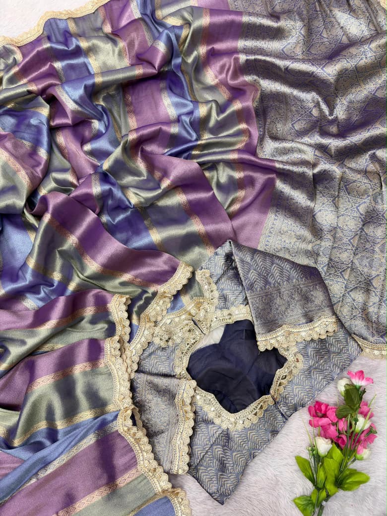 Banarasi multi tissue silk weaving saree