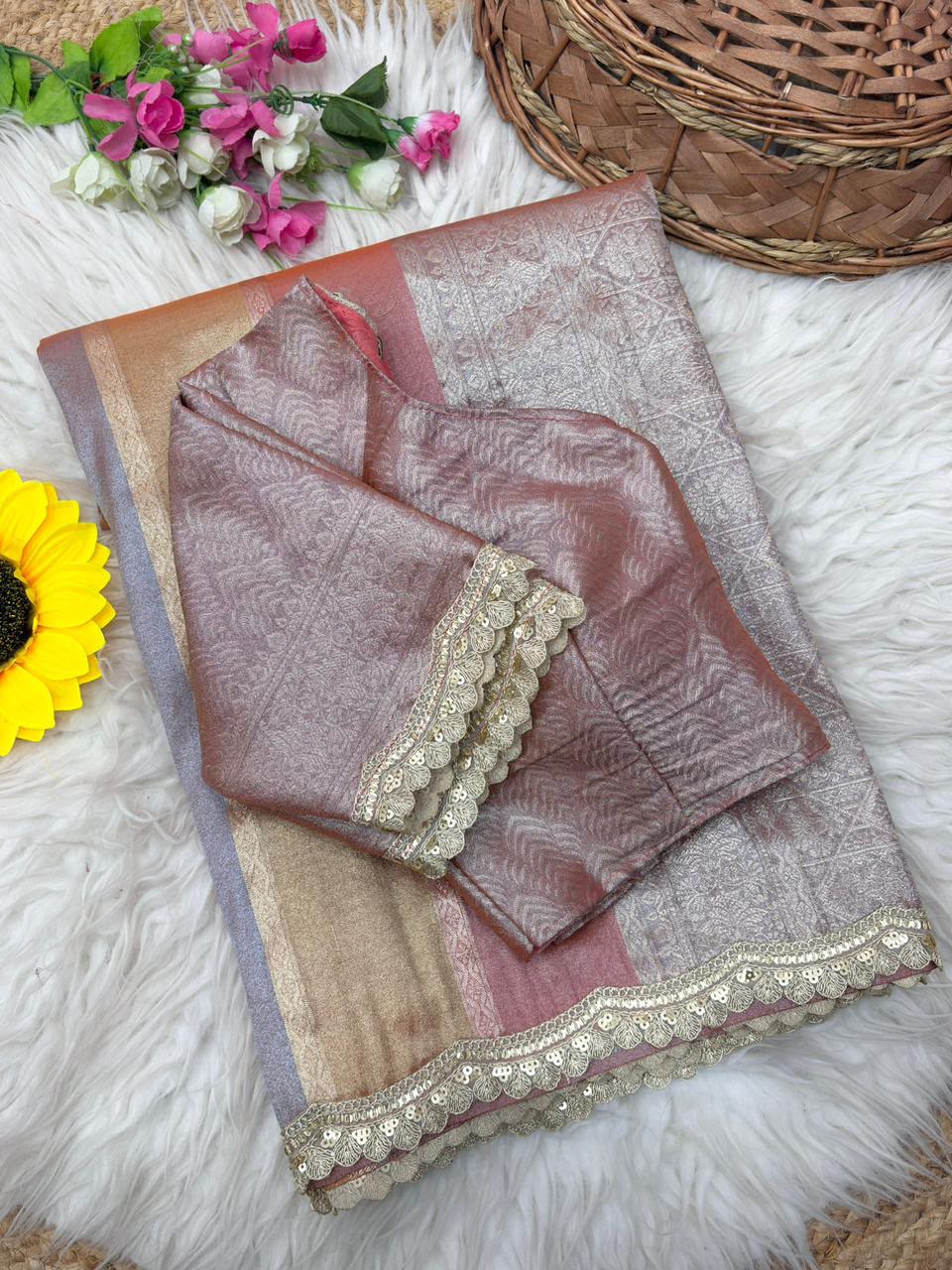 Banarasi multi tissue silk weaving saree