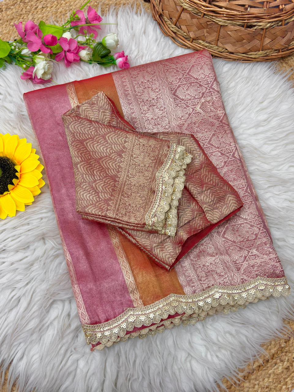 Banarasi multi tissue silk weaving saree