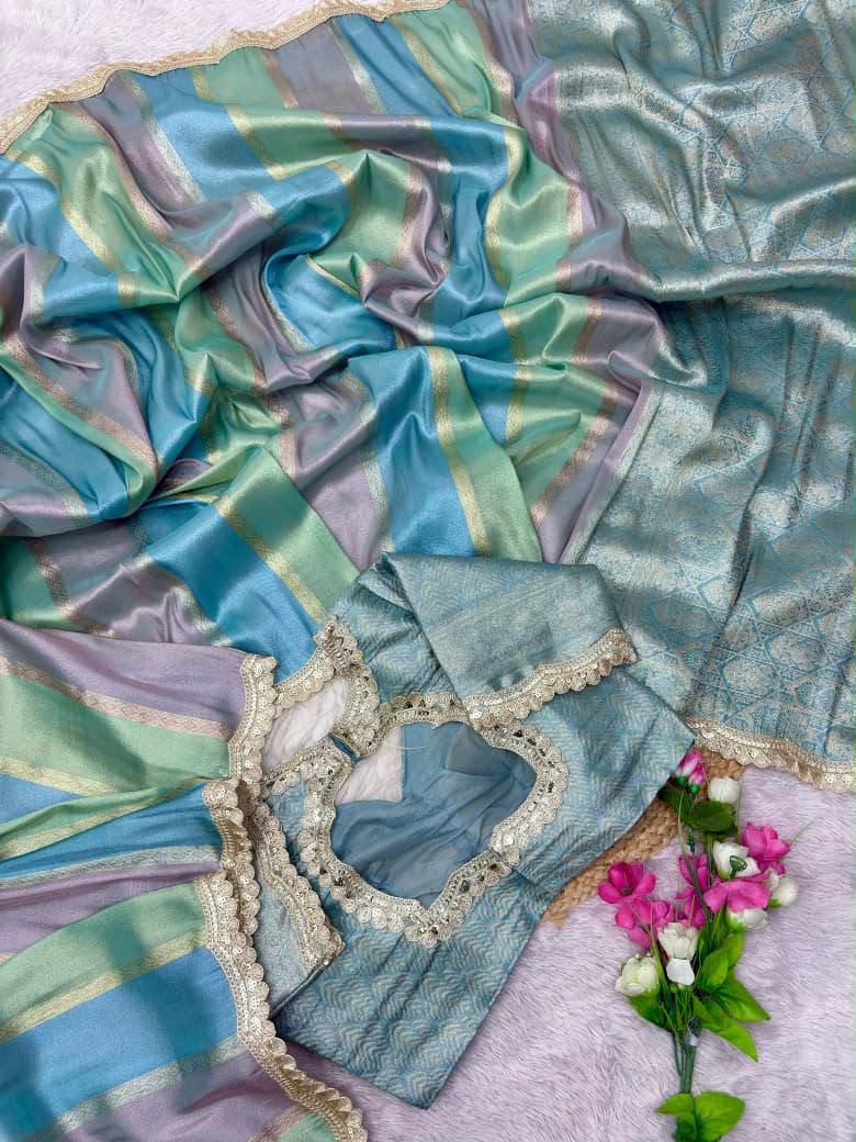 Banarasi multi tissue silk weaving saree