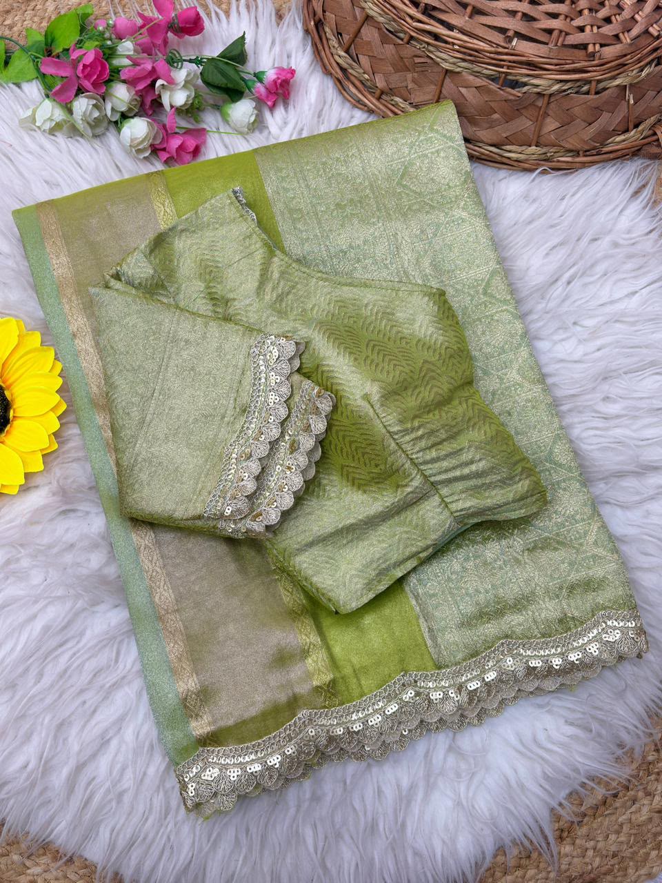 Banarasi multi tissue weaving saree