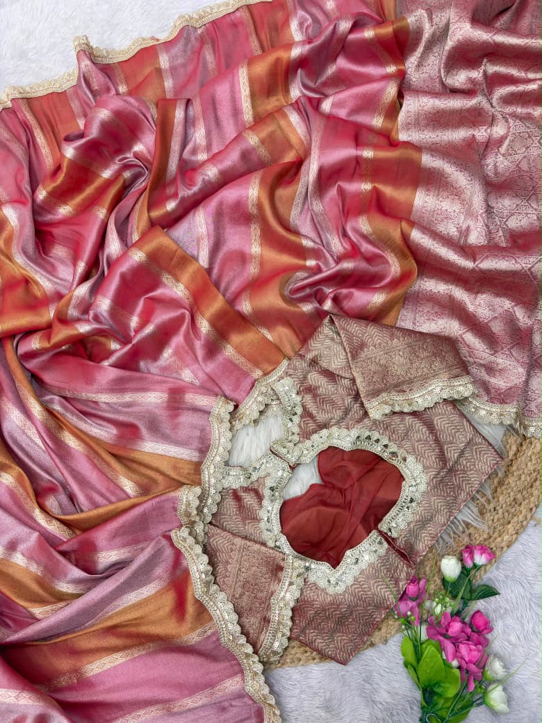 Banarasi multi tissue silk weaving saree