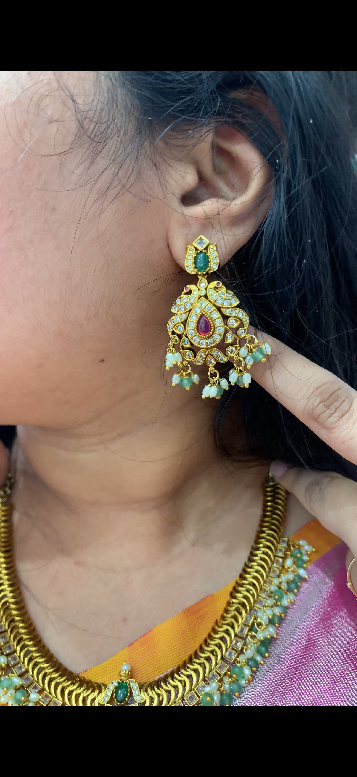 Beautiful jelebi necklace with pushback earrings